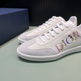 Dior And Daniel Arsham Flowers Leather Casual Shoes For Men White