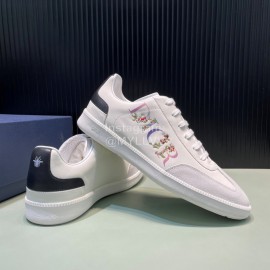 Dior And Daniel Arsham Flowers Leather Casual Shoes For Men White