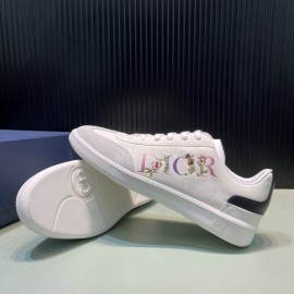 Dior And Daniel Arsham Flowers Leather Casual Shoes For Men White