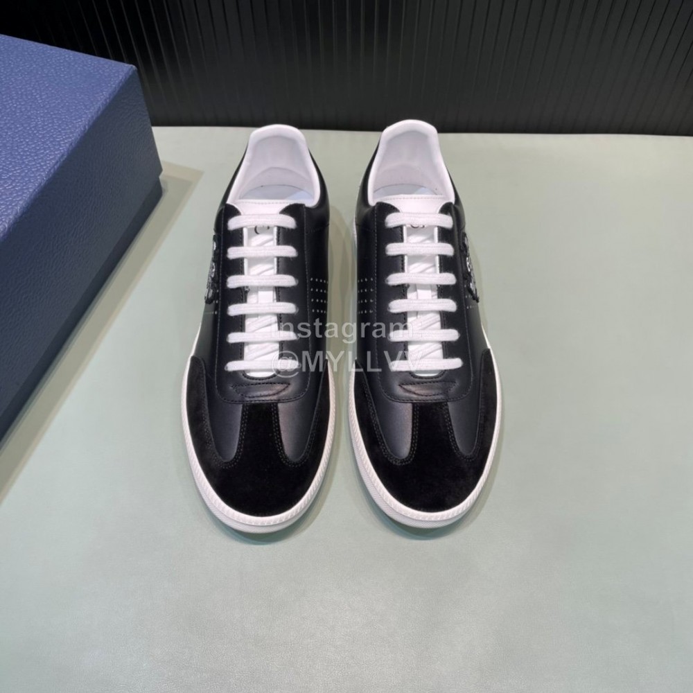 Dior And Daniel Arsham Embroidery Leather Casual Shoes For Men Black