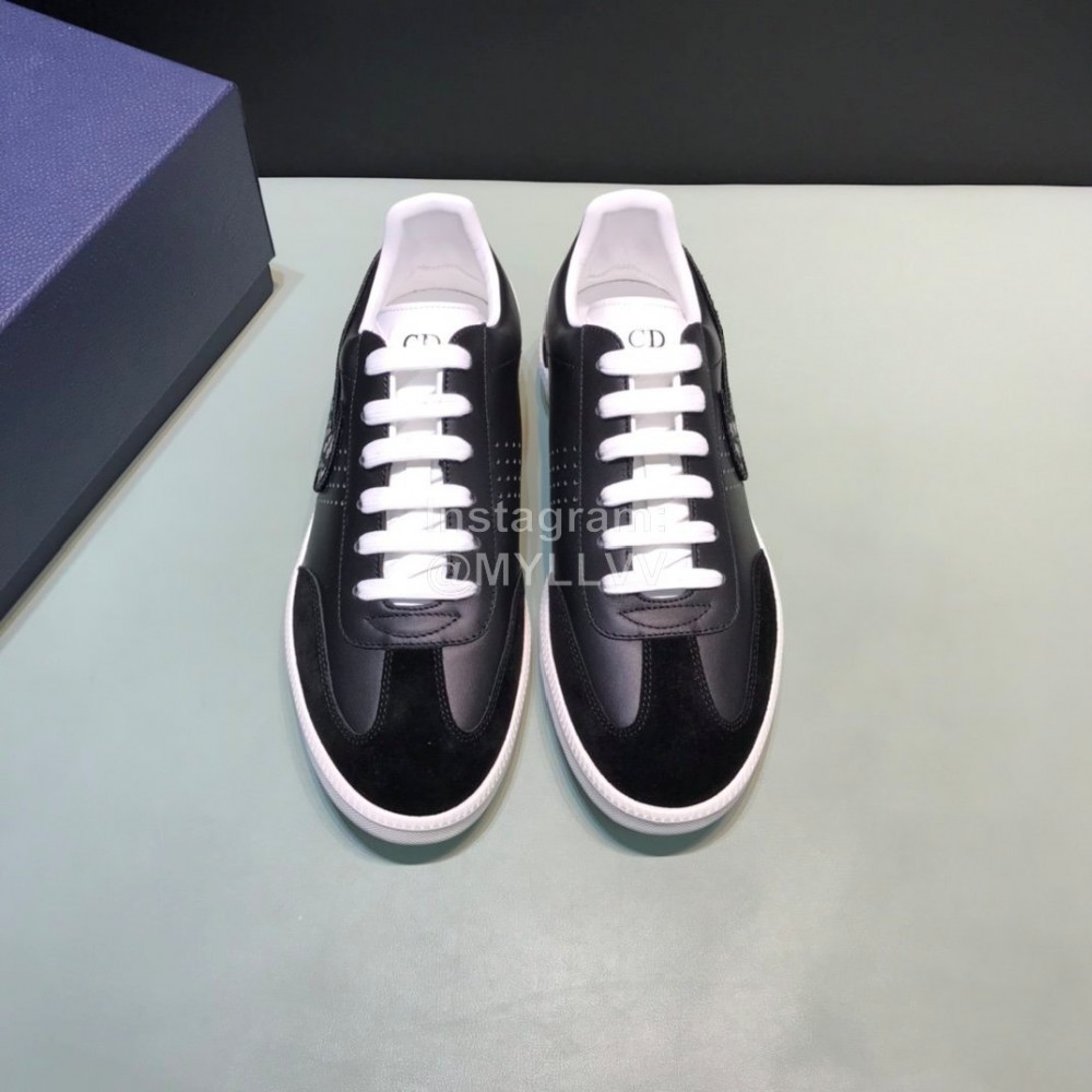 Dior And Daniel Arsham Tick Embroidery Leather Casual Shoes For Men Black