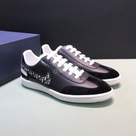 Dior And Daniel Arsham Tick Embroidery Leather Casual Shoes For Men Black