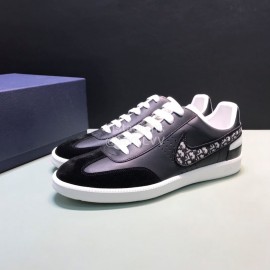 Dior And Daniel Arsham Tick Embroidery Leather Casual Shoes For Men Black