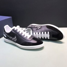 Dior And Daniel Arsham Tick Embroidery Leather Casual Shoes For Men Black