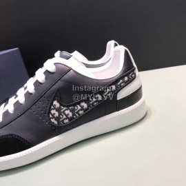 Dior And Daniel Arsham Tick Embroidery Leather Casual Shoes For Men Black
