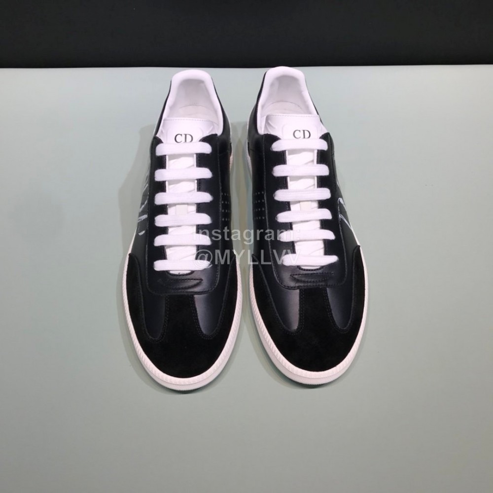 Dior And Daniel Arsham Leather Letter Printed Casual Shoes For Men Black