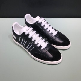 Dior And Daniel Arsham Leather Letter Printed Casual Shoes For Men Black