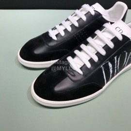 Dior And Daniel Arsham Leather Letter Printed Casual Shoes For Men Black