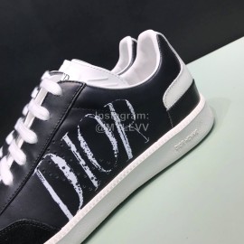 Dior And Daniel Arsham Leather Letter Printed Casual Shoes For Men Black