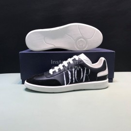 Dior And Daniel Arsham Leather Letter Printed Casual Shoes For Men Black