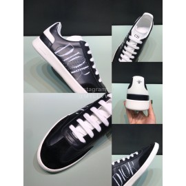 Dior And Daniel Arsham Leather Letter Printed Casual Shoes For Men Black