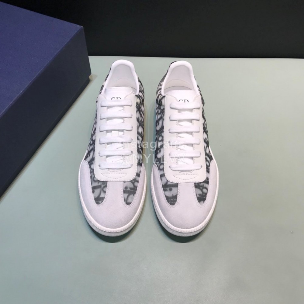 Dior And Daniel Arsham Letter Printed Cowhide Casual Shoes For Men Gray