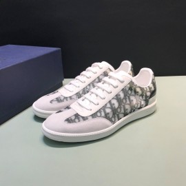 Dior And Daniel Arsham Letter Printed Cowhide Casual Shoes For Men Gray