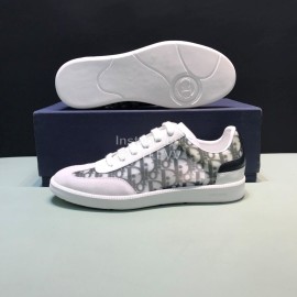 Dior And Daniel Arsham Letter Printed Cowhide Casual Shoes For Men Gray
