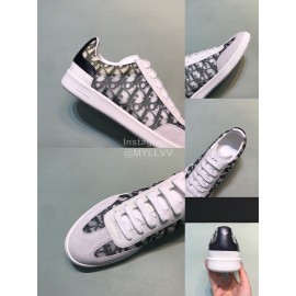 Dior And Daniel Arsham Letter Printed Cowhide Casual Shoes For Men Gray