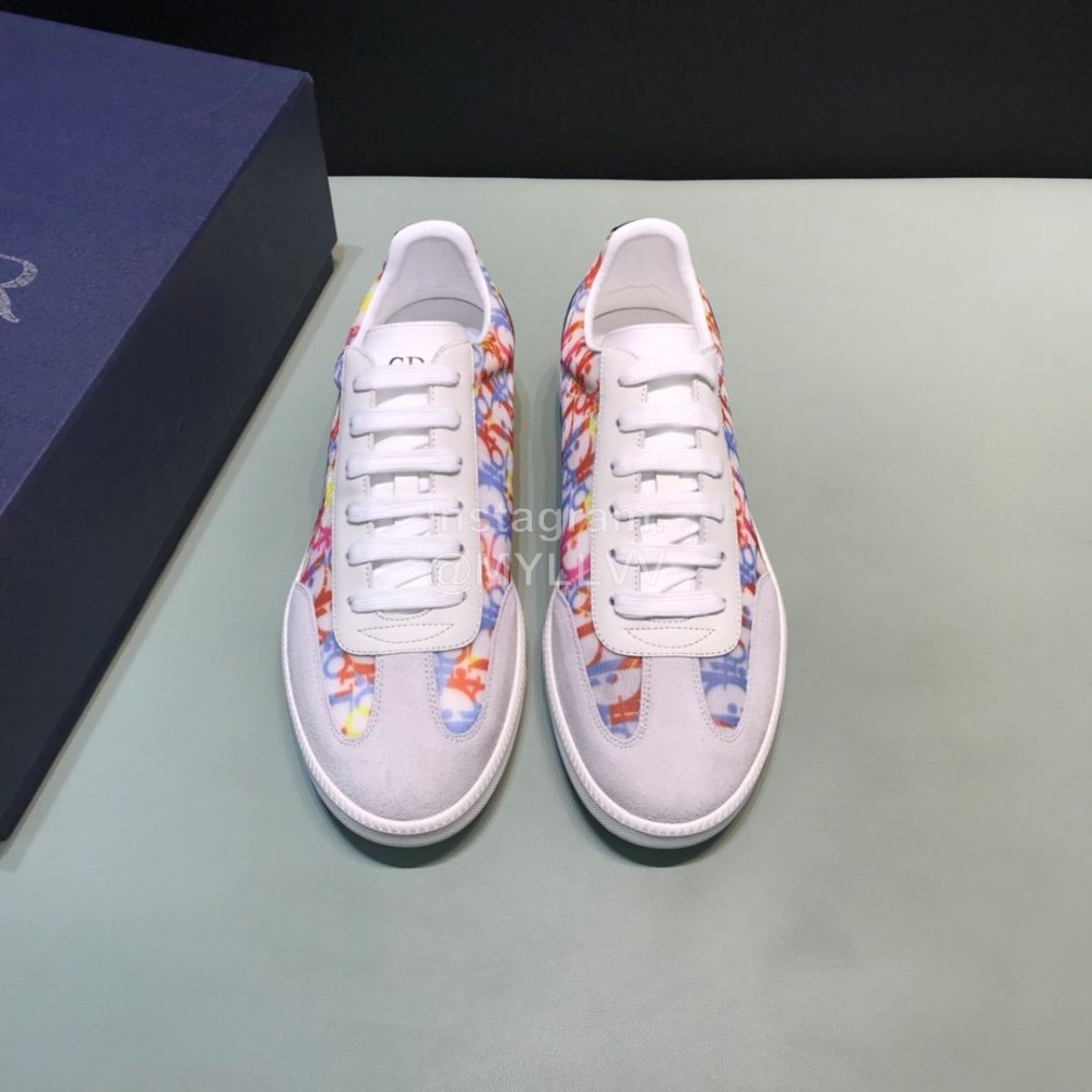 Dior And Daniel Arsham Letter Printed Cowhide Casual Shoes For Men Blue