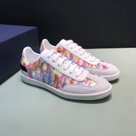 Dior And Daniel Arsham Letter Printed Cowhide Casual Shoes For Men Blue