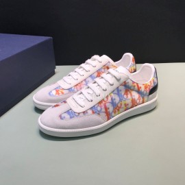 Dior And Daniel Arsham Letter Printed Cowhide Casual Shoes For Men Blue