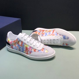 Dior And Daniel Arsham Letter Printed Cowhide Casual Shoes For Men Blue