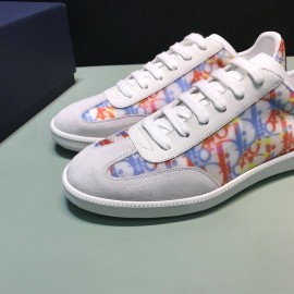 Dior And Daniel Arsham Letter Printed Cowhide Casual Shoes For Men Blue