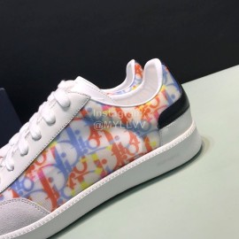 Dior And Daniel Arsham Letter Printed Cowhide Casual Shoes For Men Blue