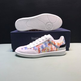 Dior And Daniel Arsham Letter Printed Cowhide Casual Shoes For Men Blue