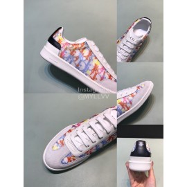 Dior And Daniel Arsham Letter Printed Cowhide Casual Shoes For Men Blue