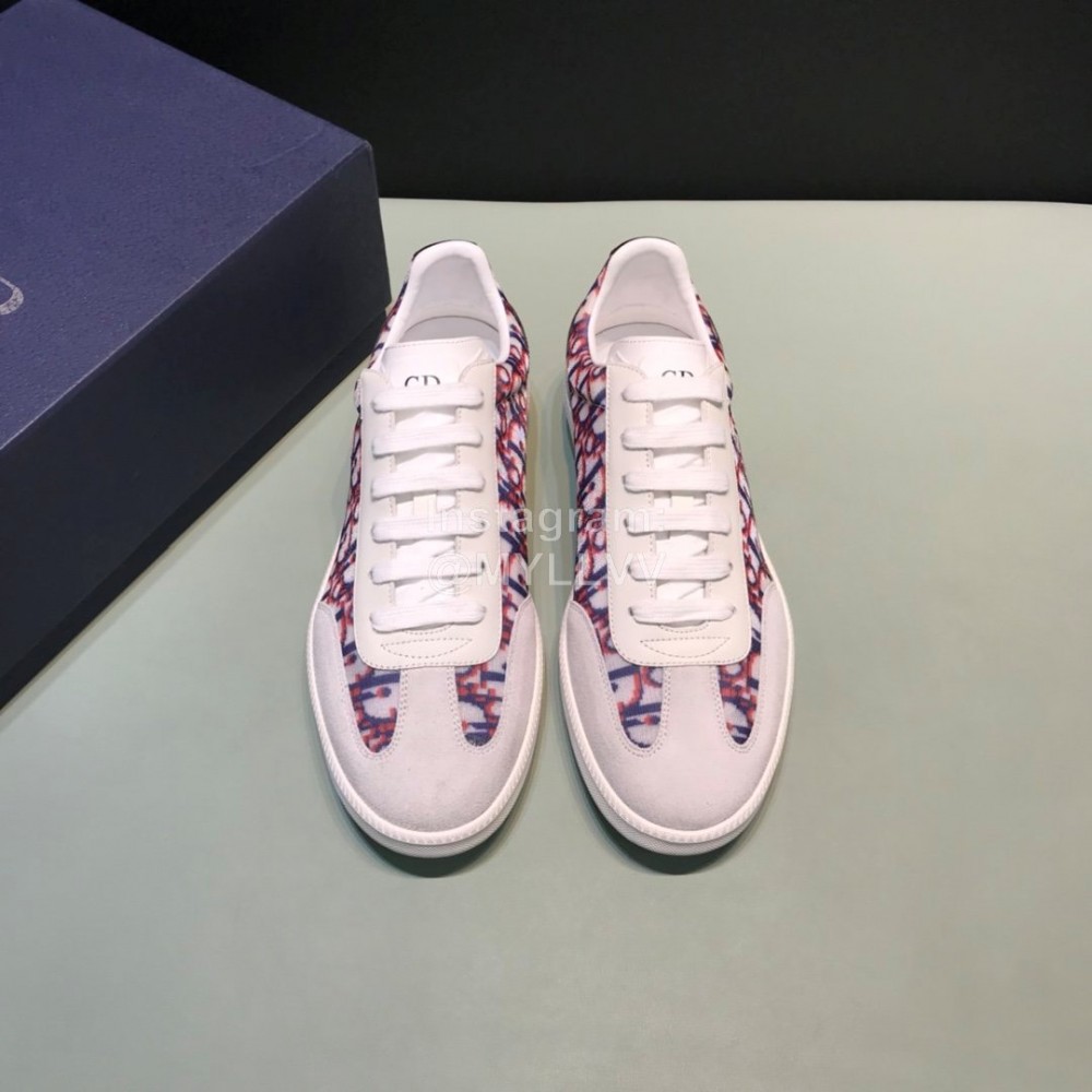 Dior And Daniel Arsham Letter Printed Cowhide Casual Shoes For Men Red