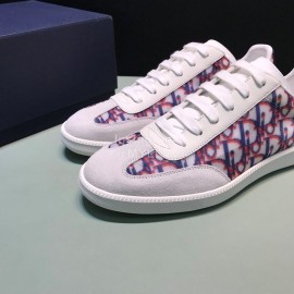 Dior And Daniel Arsham Letter Printed Cowhide Casual Shoes For Men Red