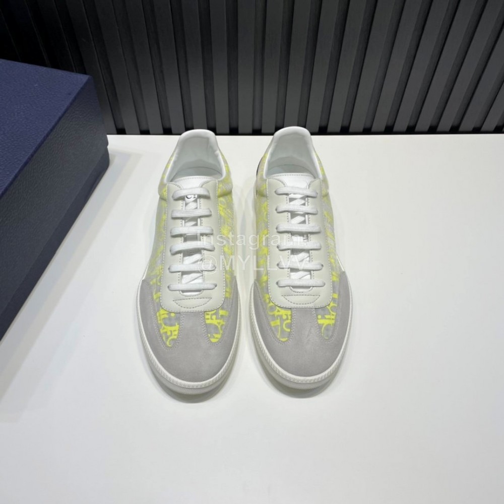 Dior And Daniel Arsham Letter Printed Cowhide Casual Shoes For Men Yellow