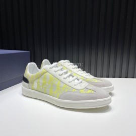 Dior And Daniel Arsham Letter Printed Cowhide Casual Shoes For Men Yellow