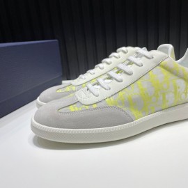 Dior And Daniel Arsham Letter Printed Cowhide Casual Shoes For Men Yellow
