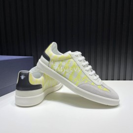 Dior And Daniel Arsham Letter Printed Cowhide Casual Shoes For Men Yellow