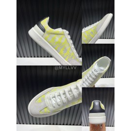Dior And Daniel Arsham Letter Printed Cowhide Casual Shoes For Men Yellow