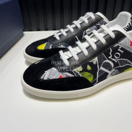 Dior And Daniel Arsham Printed Cowhide Casual Shoes For Men Black