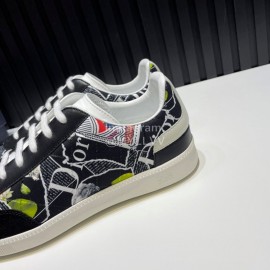 Dior And Daniel Arsham Printed Cowhide Casual Shoes For Men Black