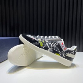 Dior And Daniel Arsham Printed Cowhide Casual Shoes For Men Black