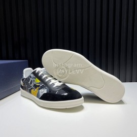 Dior And Daniel Arsham Printed Cowhide Casual Shoes For Men Black