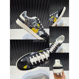 Dior And Daniel Arsham Printed Cowhide Casual Shoes For Men Black