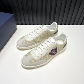 Dior And Daniel Arsham Embroidery Cowhide Casual Shoes For Men Beige