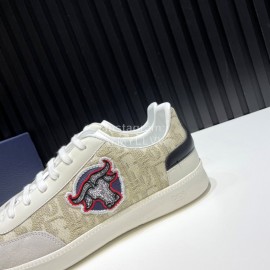 Dior And Daniel Arsham Embroidery Cowhide Casual Shoes For Men Beige