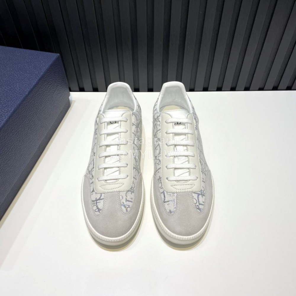 Dior And Daniel Arsham Cowhide Letter Printed Casual Shoes For Men White