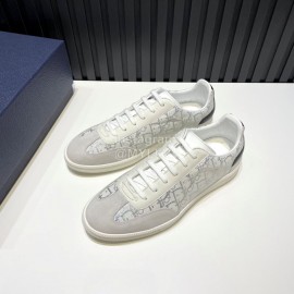 Dior And Daniel Arsham Cowhide Letter Printed Casual Shoes For Men White