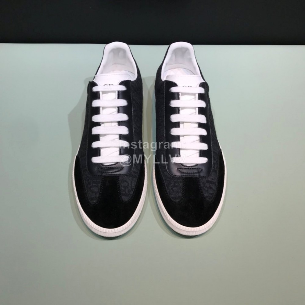 Dior And Daniel Arsham Letter Printed Cowhide Black Casual Shoes For Men 