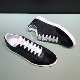 Dior And Daniel Arsham Letter Printed Cowhide Black Casual Shoes For Men 