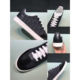 Dior And Daniel Arsham Letter Printed Cowhide Black Casual Shoes For Men 