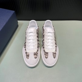 Dior And Daniel Arsham Letter Pattern Leather Casual Shoes For Men Gray