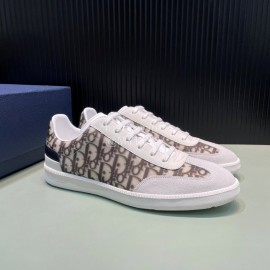 Dior And Daniel Arsham Letter Pattern Leather Casual Shoes For Men Gray