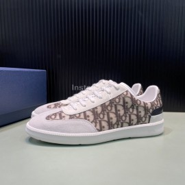 Dior And Daniel Arsham Letter Pattern Leather Casual Shoes For Men Gray