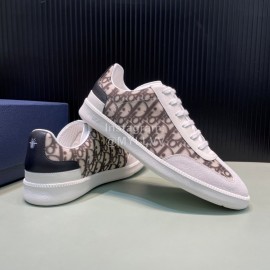 Dior And Daniel Arsham Letter Pattern Leather Casual Shoes For Men Gray